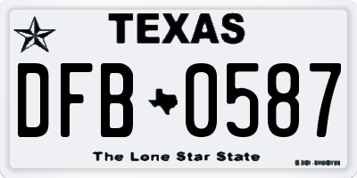 TX license plate DFB0587