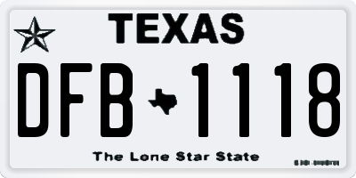 TX license plate DFB1118