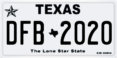 TX license plate DFB2020