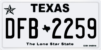 TX license plate DFB2259