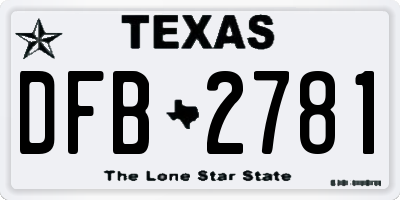 TX license plate DFB2781