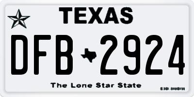 TX license plate DFB2924