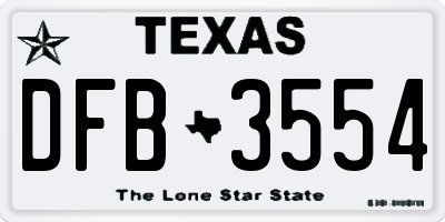 TX license plate DFB3554