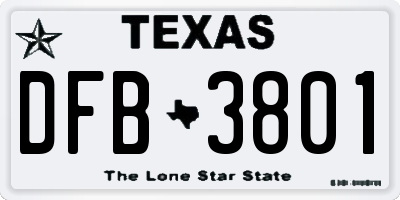 TX license plate DFB3801