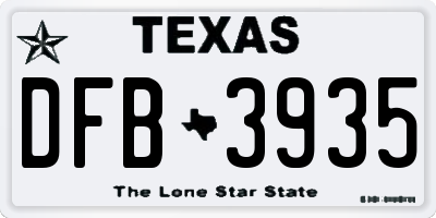 TX license plate DFB3935