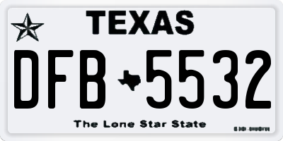 TX license plate DFB5532