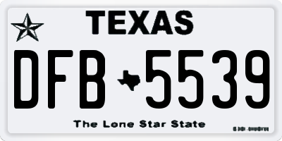 TX license plate DFB5539