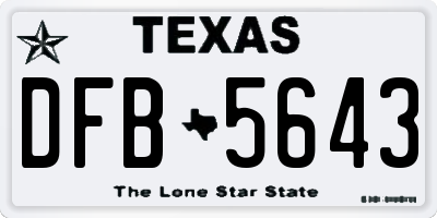 TX license plate DFB5643