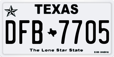 TX license plate DFB7705