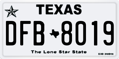 TX license plate DFB8019