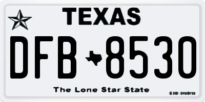 TX license plate DFB8530