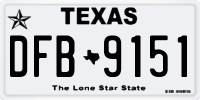 TX license plate DFB9151