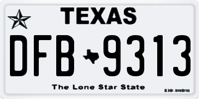 TX license plate DFB9313