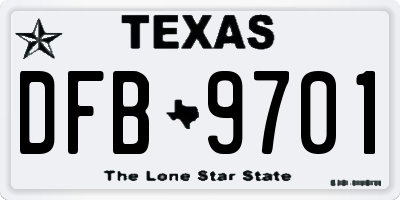 TX license plate DFB9701