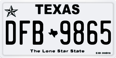 TX license plate DFB9865