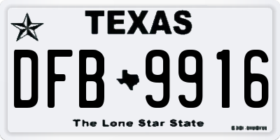 TX license plate DFB9916