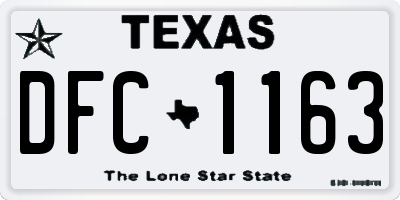 TX license plate DFC1163