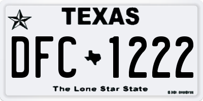 TX license plate DFC1222