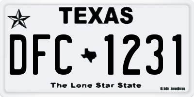 TX license plate DFC1231