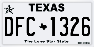 TX license plate DFC1326