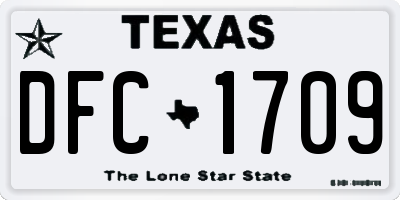 TX license plate DFC1709