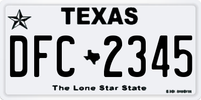TX license plate DFC2345
