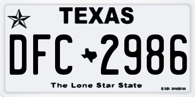 TX license plate DFC2986