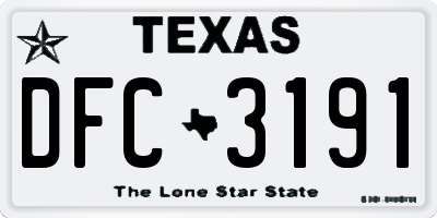 TX license plate DFC3191