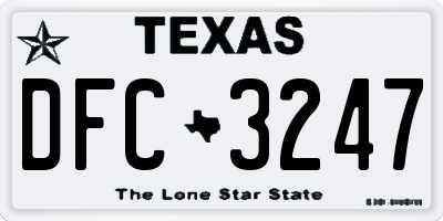 TX license plate DFC3247