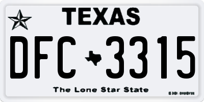 TX license plate DFC3315