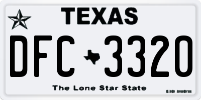 TX license plate DFC3320