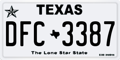 TX license plate DFC3387