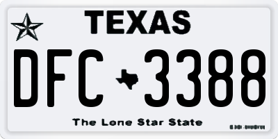 TX license plate DFC3388