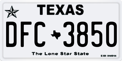TX license plate DFC3850