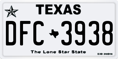 TX license plate DFC3938