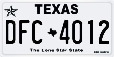 TX license plate DFC4012