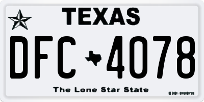 TX license plate DFC4078