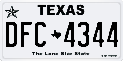 TX license plate DFC4344