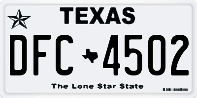 TX license plate DFC4502