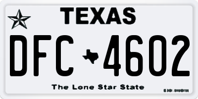 TX license plate DFC4602