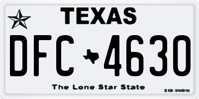 TX license plate DFC4630