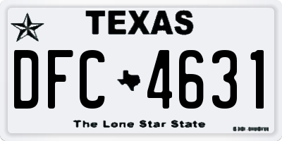 TX license plate DFC4631