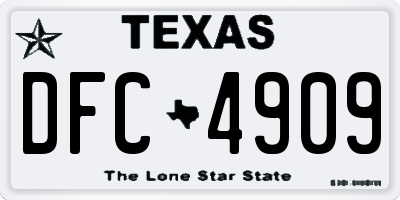 TX license plate DFC4909