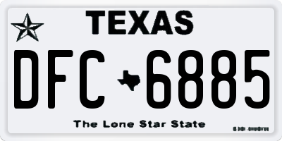 TX license plate DFC6885