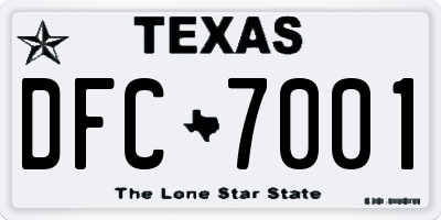 TX license plate DFC7001