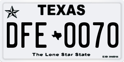 TX license plate DFE0070