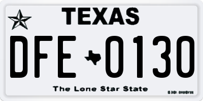 TX license plate DFE0130