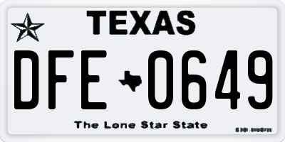 TX license plate DFE0649