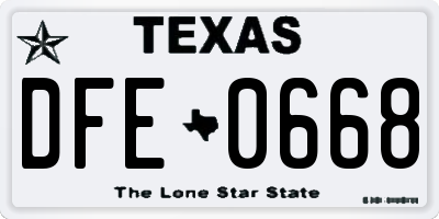 TX license plate DFE0668
