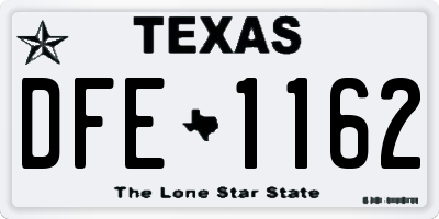TX license plate DFE1162